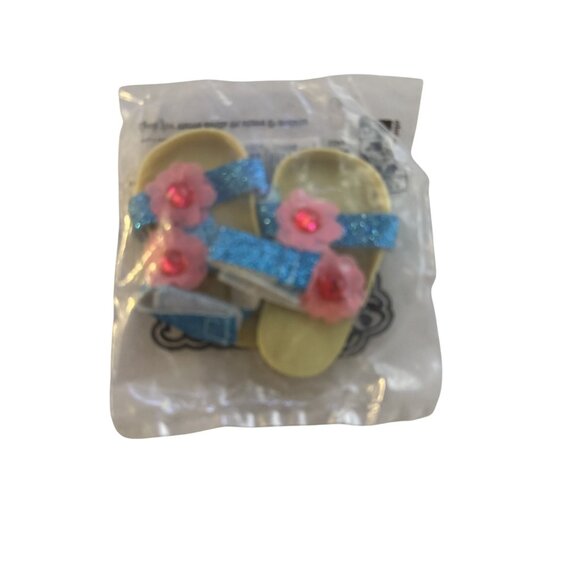 My Life As Turquoise Glitter Strap Sandals For 18" Doll With Flower Detail - Picture 1 of 2